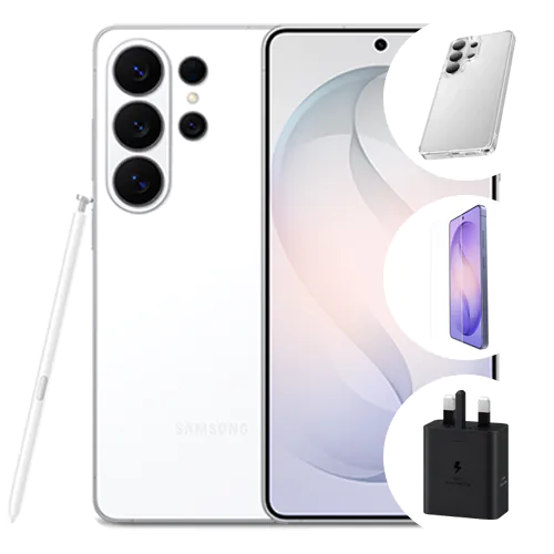 Galaxy S26 Ultra 512GB 12GB RAM+Samsung 45W Adapter+Clear Case+Tempered Glass - Bundle
